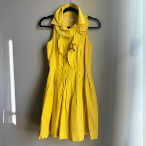Shoshanna Yellow Ruffled Pleated Sleeveless Cotton Silk Mini Beach Boho dress 4